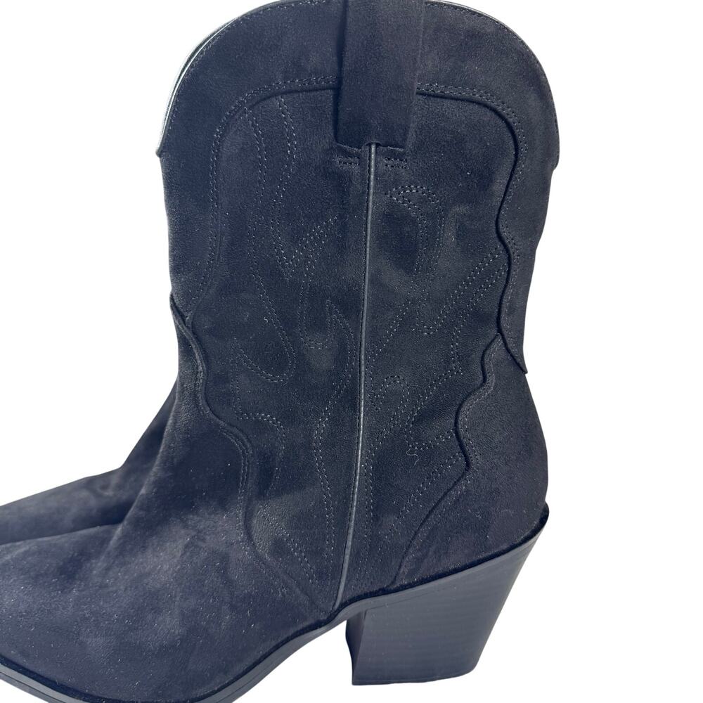 Universal Thread Jacey Western Ankle Boots Black Heeled Women's 11 Suede - Picture 4 of 8